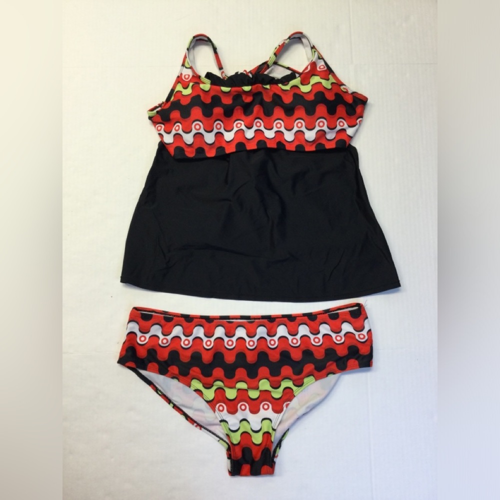 Colorful‎ Waves Pattern Tankini Set XXL padded /removable new without tags